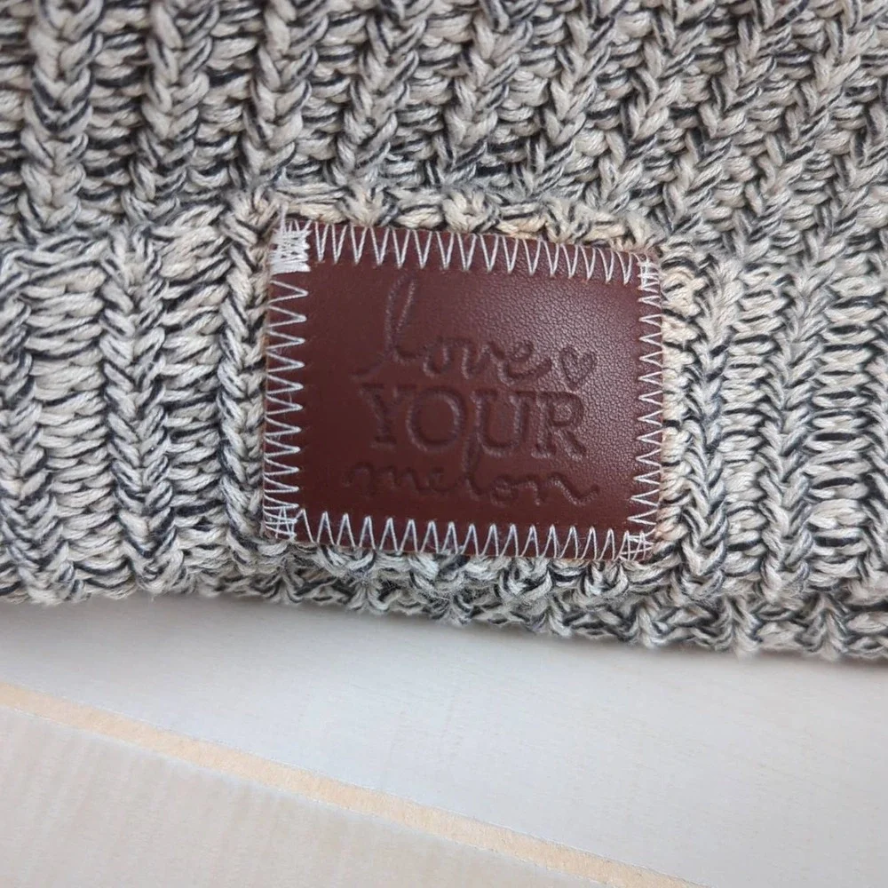 Love Your Melon Black and Off-White‎ Knit Speckled Cuffed Beanie